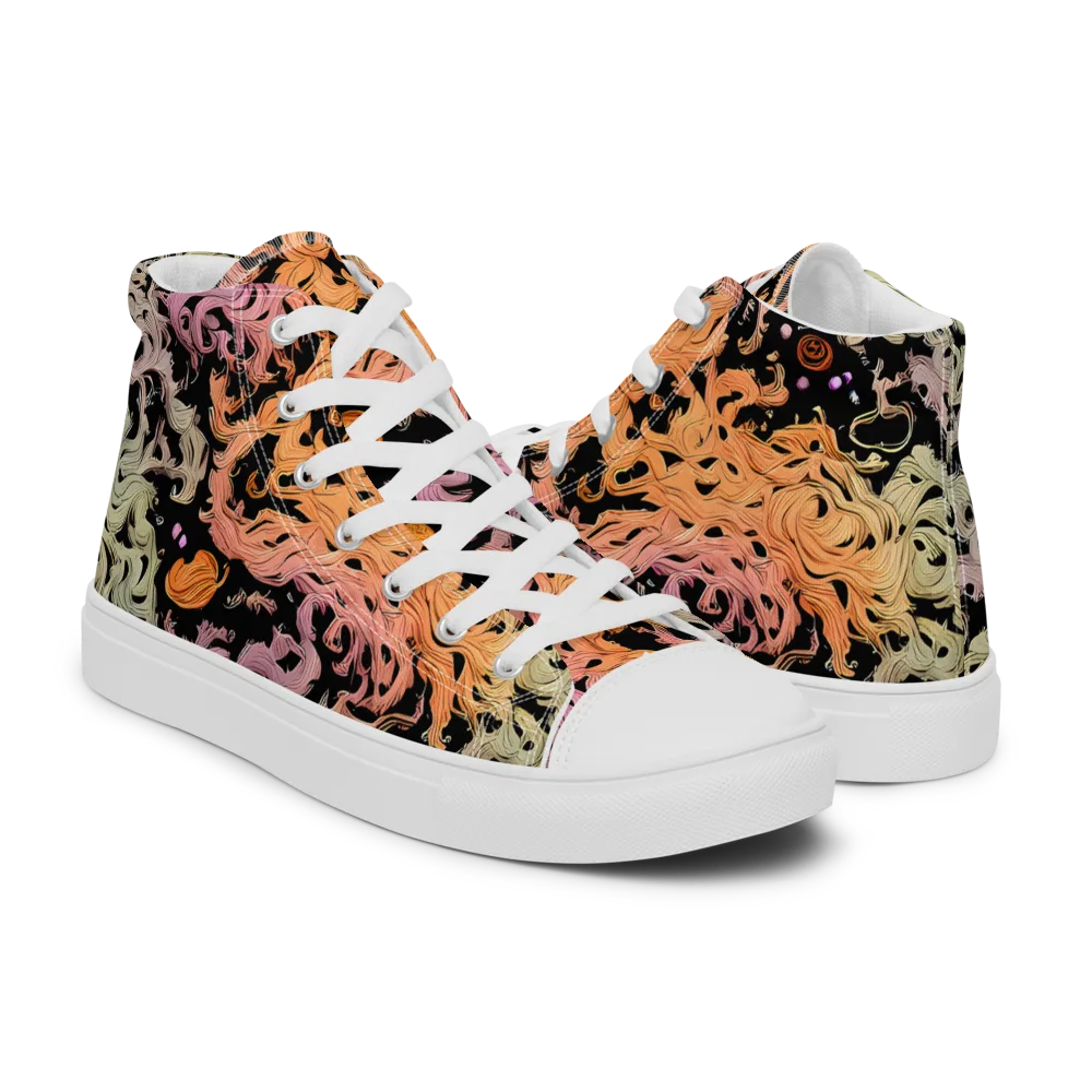 Flame Garden on Men's High Top Canvas Shoes — Right