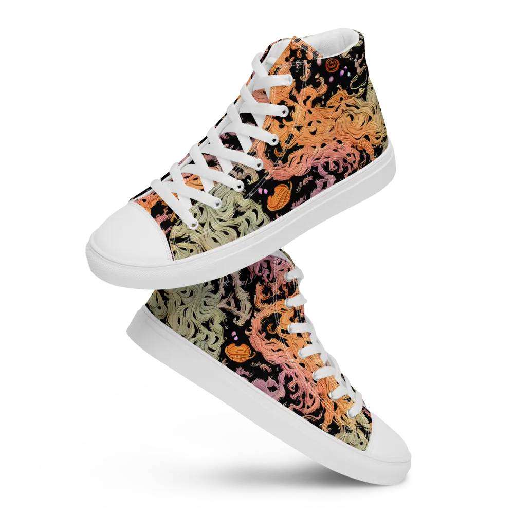 Flame Garden on Men's High Top Canvas Shoes — Front