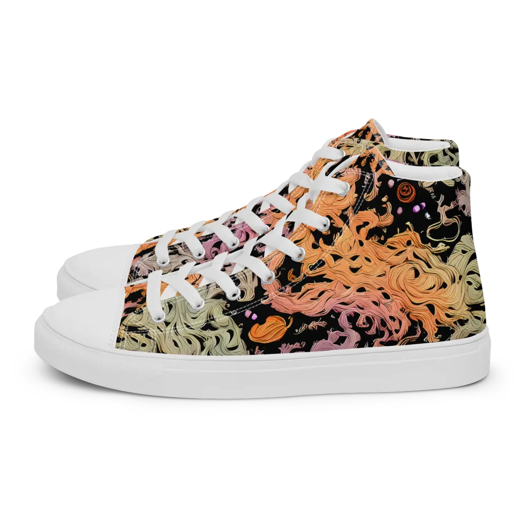 Flame Garden on Women's High Top Canvas Shoes — Left