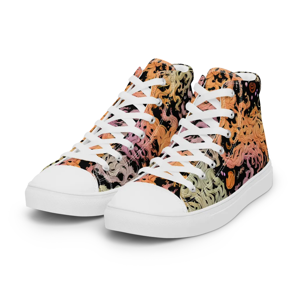 Flame Garden on Women's High Top Canvas Shoes — Left Front