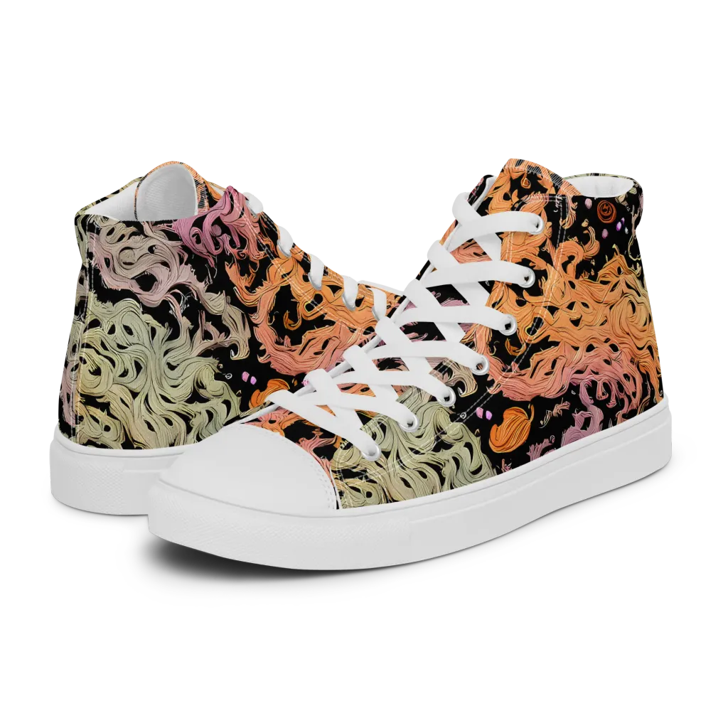 Flame Garden on Women's High Top Canvas Shoes — Left