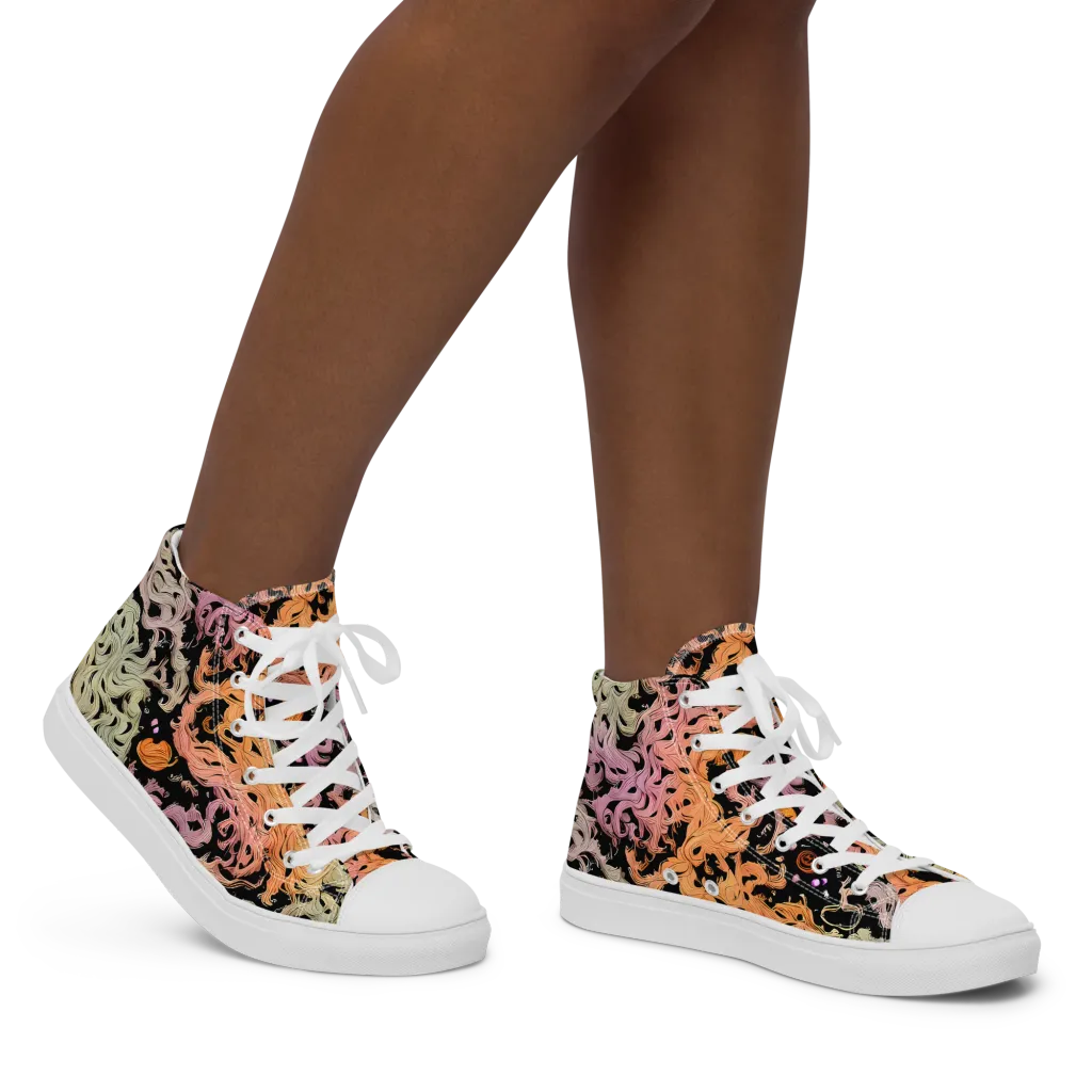 Flame Garden on Women's High Top Canvas Shoes — Right