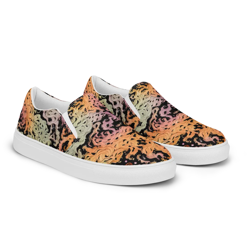 Flame Garden on Men's Slip-On Canvas Shoes — Right Front