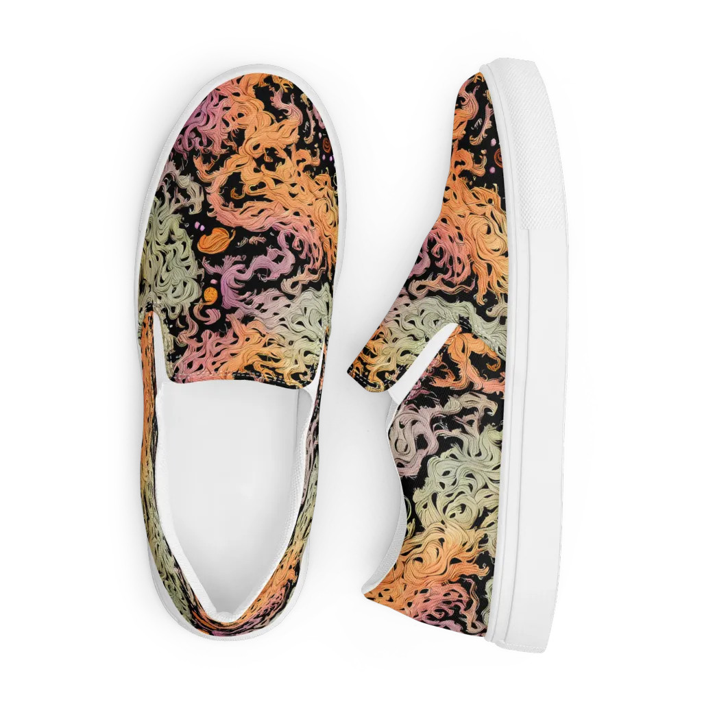 Flame Garden on Men's Slip-On Canvas Shoes — Front