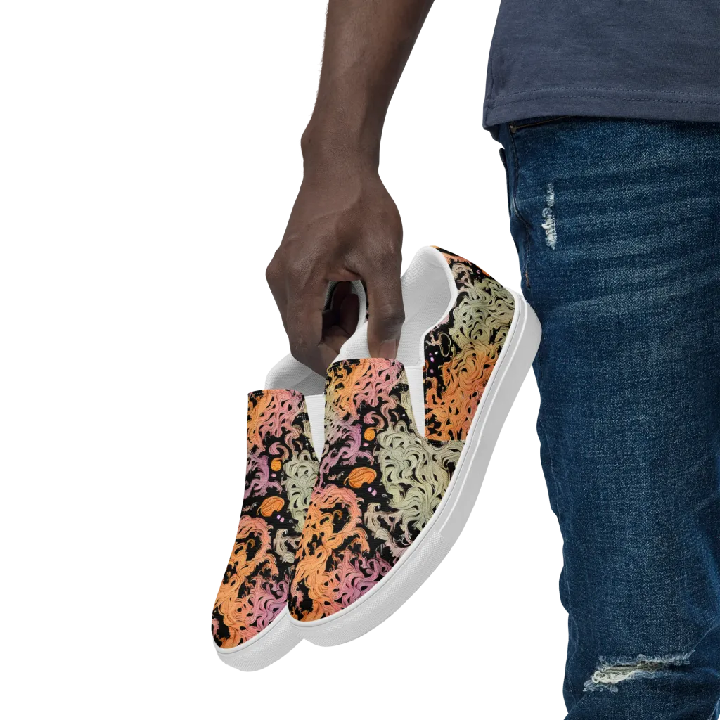 Flame Garden on Men's Slip-On Canvas Shoes — Left Front