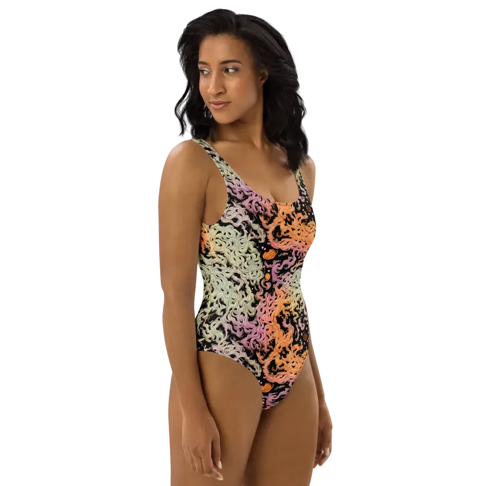 Flame Garden on One-Piece Swimsuit — Right