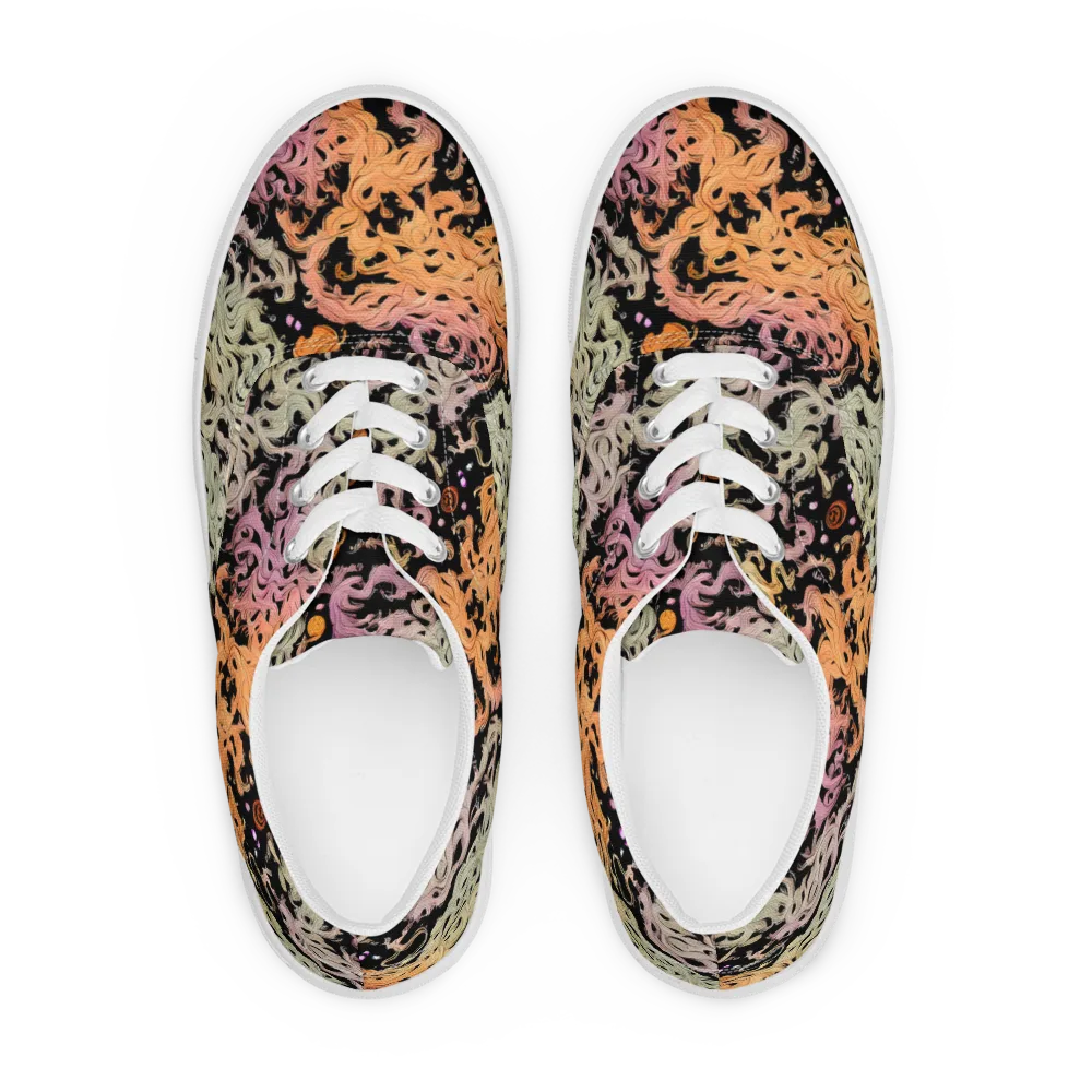 Flame Garden on Men's Lace-Up Canvas Shoes — Front