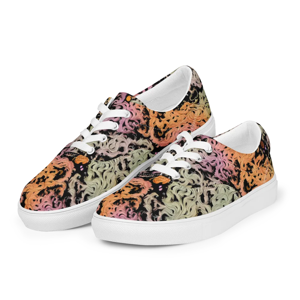 Flame Garden on Men's Lace-Up Canvas Shoes — Left Front
