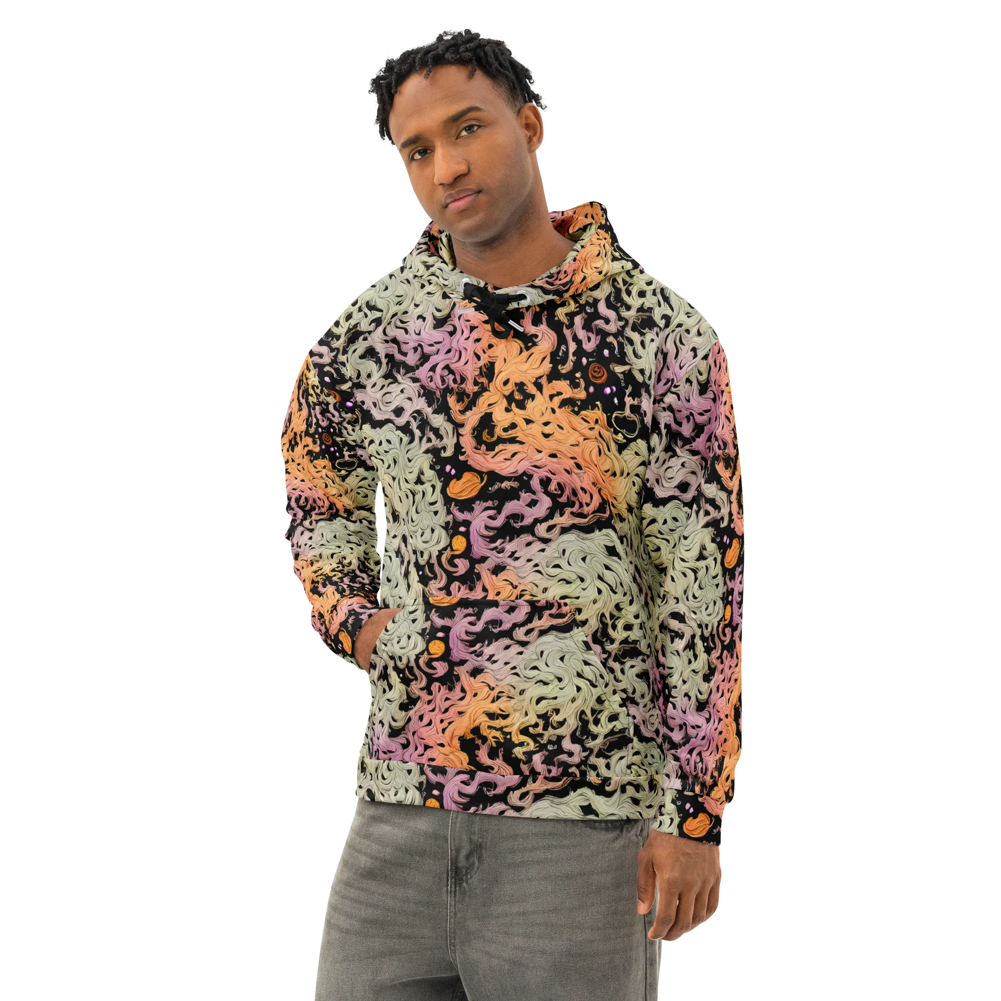 Flame Garden on Cotton Hoodie — Left Front