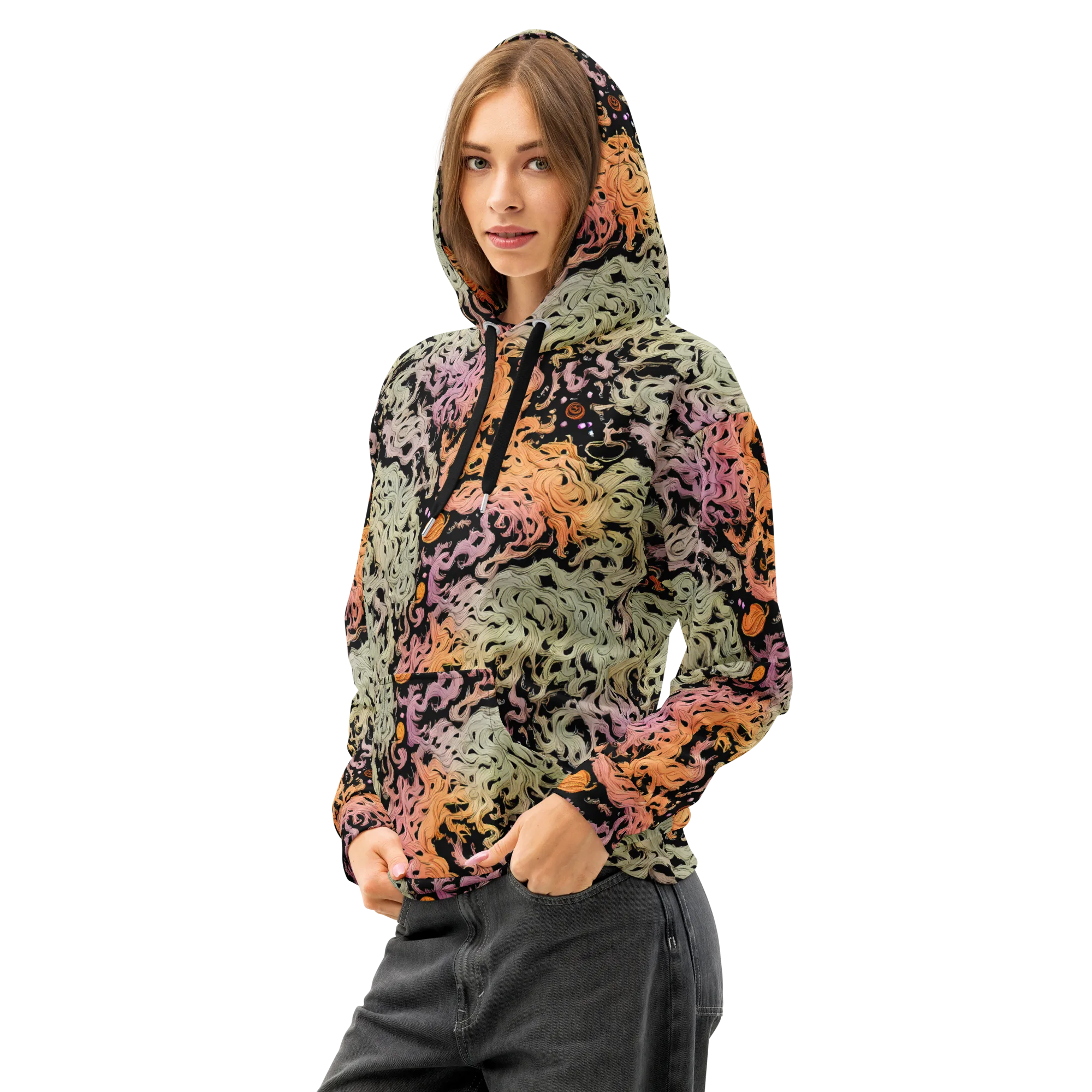 Flame Garden on Cotton Hoodie — Left Front