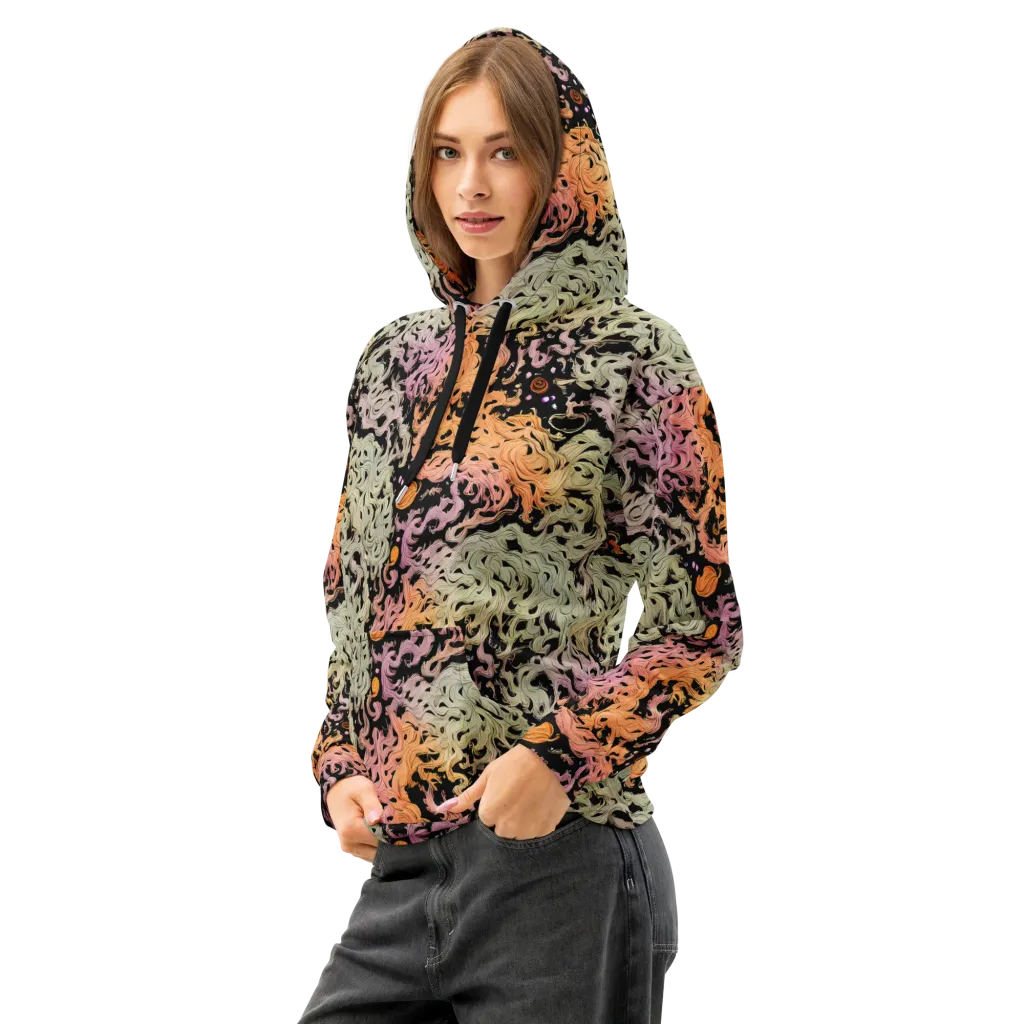 Flame Garden on Cotton Hoodie — Left Front