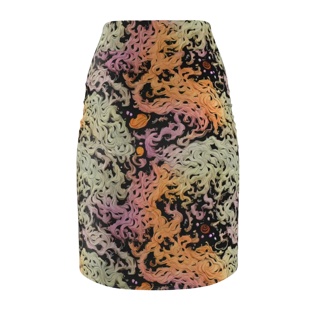 Flame Garden on Pencil Skirt — Back
