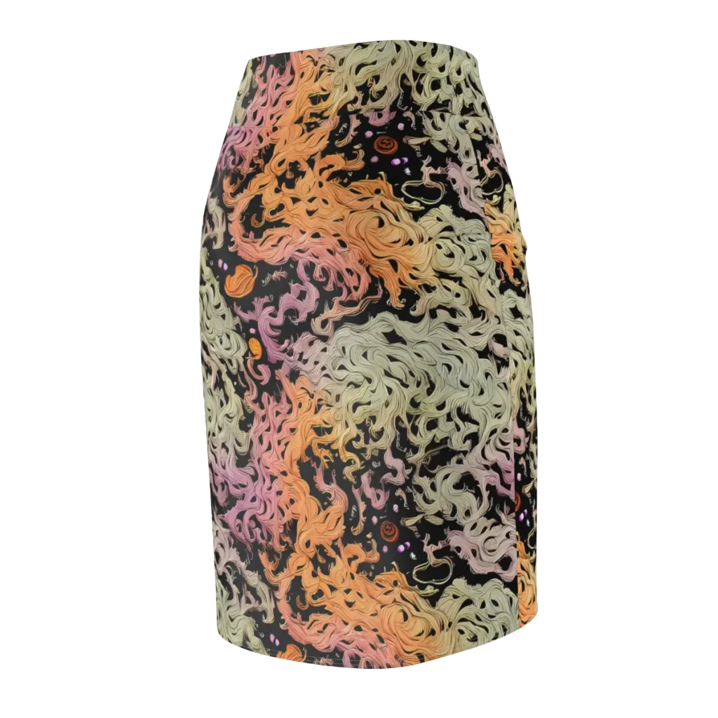 Flame Garden on Pencil Skirt — Back Side