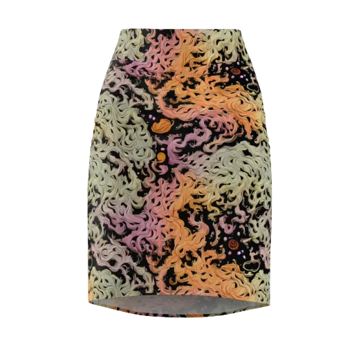 Flame Garden on a Pencil Skirt
