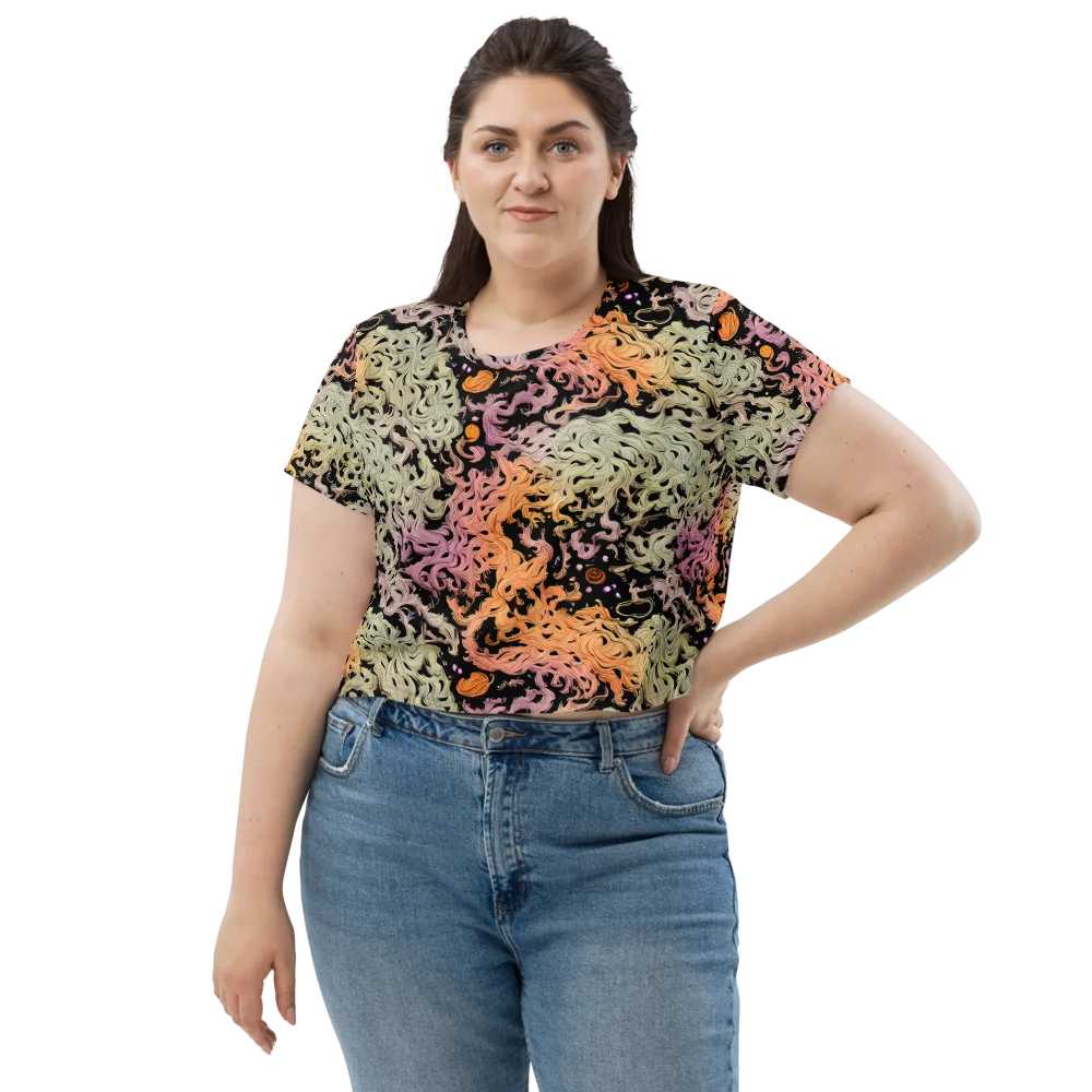 Flame Garden on Crop Tee — Front