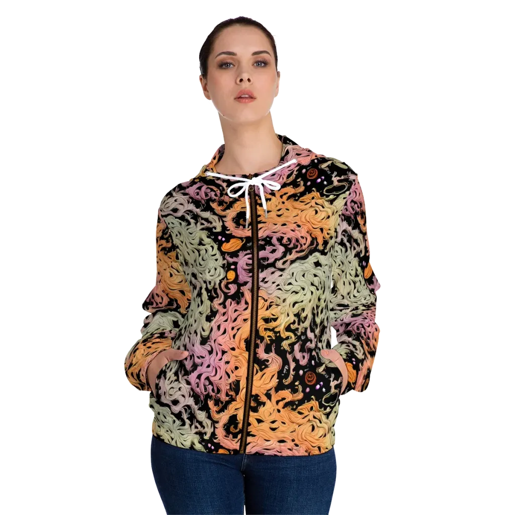 Flame Garden on Women's Full-Zip Hoodie — Front On Person