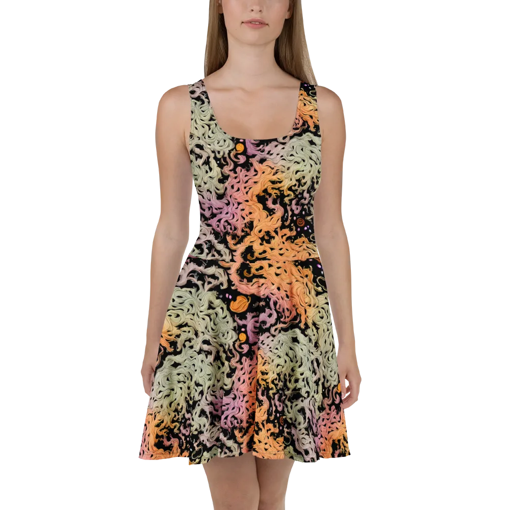 Flame Garden on Skater Dress — Front