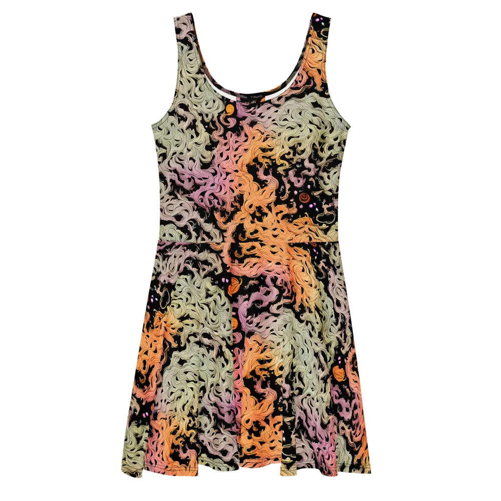 Flame Garden on Skater Dress — Front