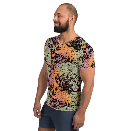 Flame Garden on a Men's Athletic T-Shirt