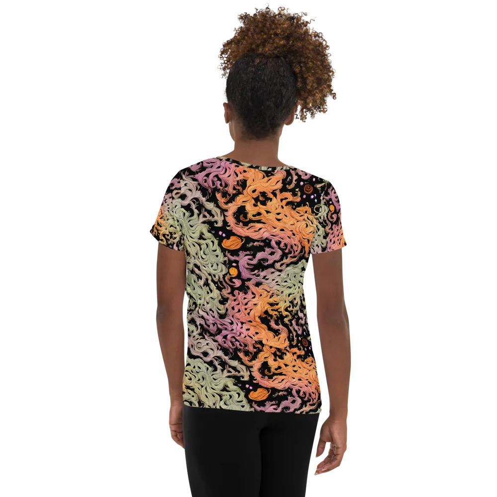 Flame Garden on Women's Athletic T-Shirt — Back