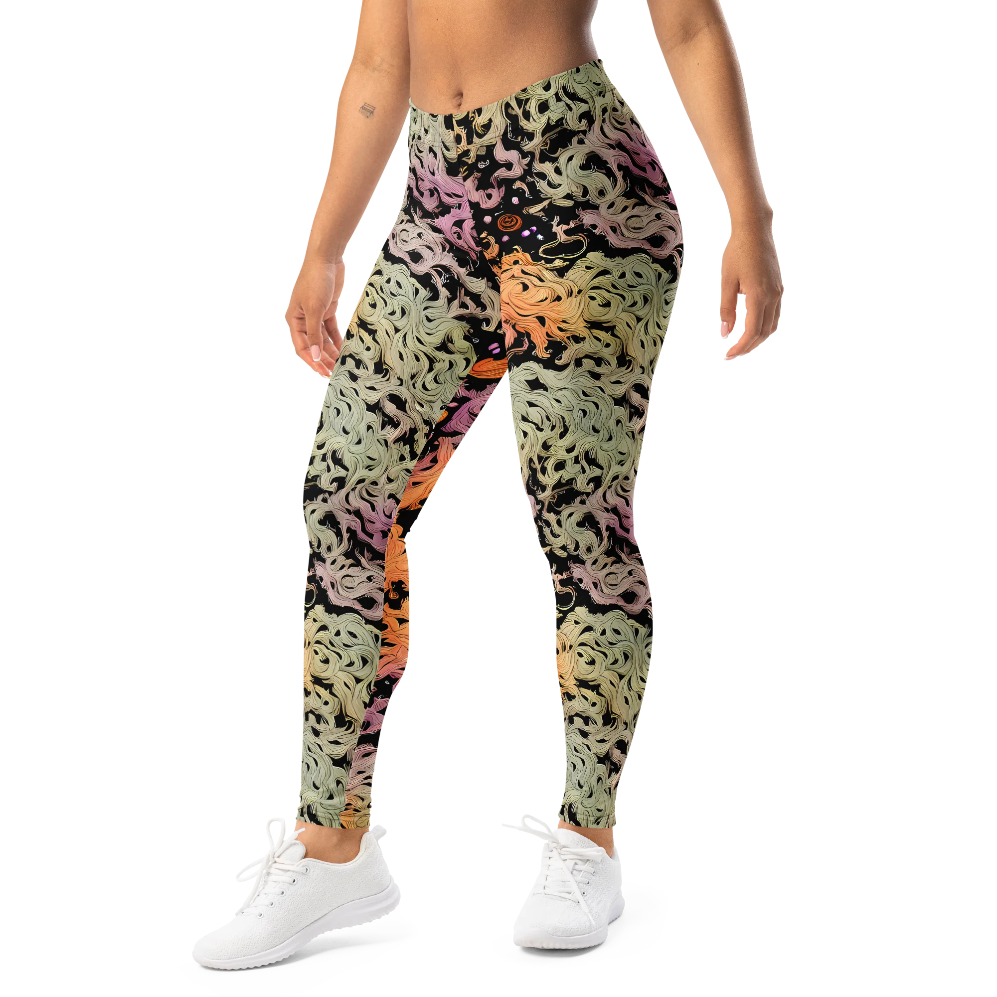 Flame Garden on Leggings — Left Front