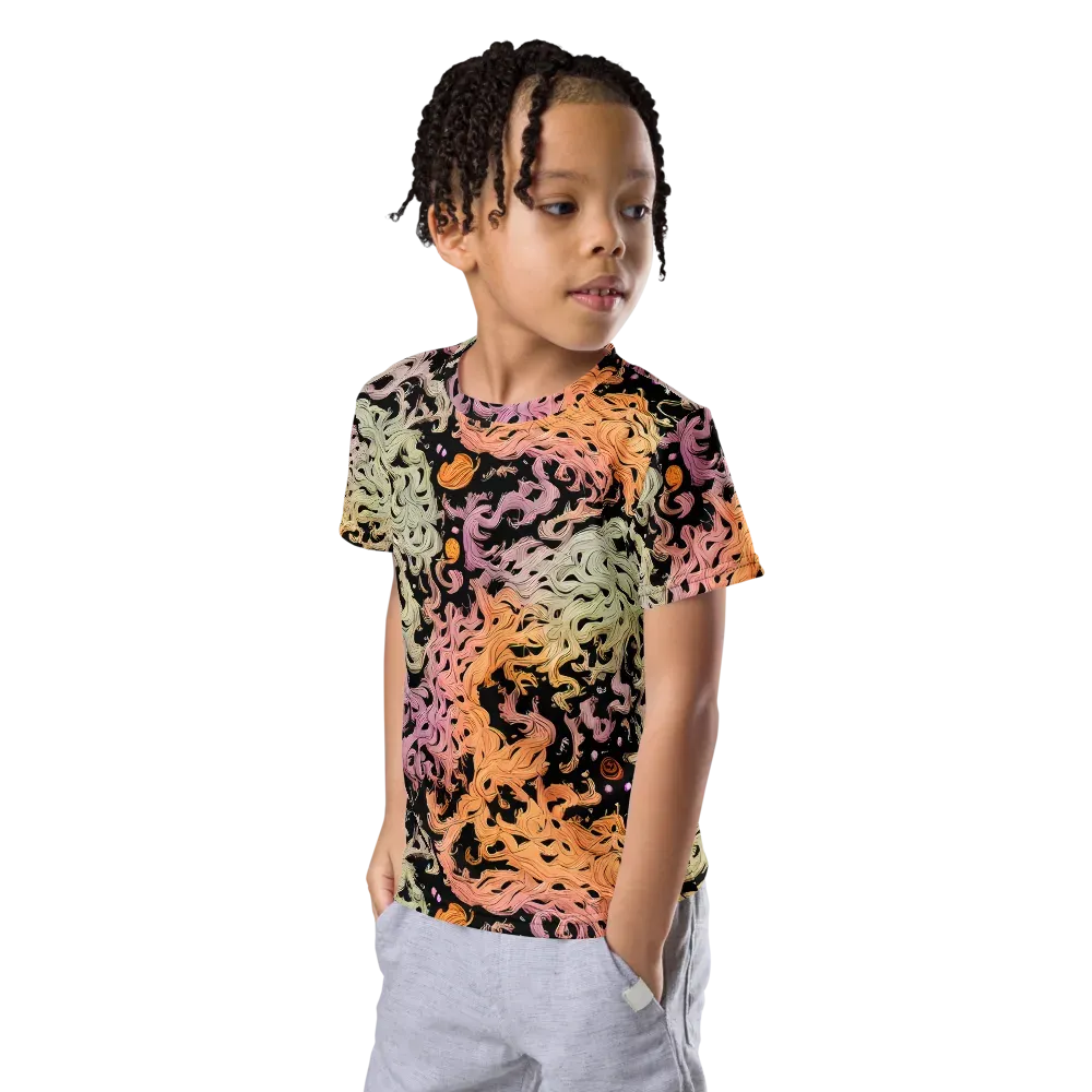 Flame Garden on Kids Crew Neck T-Shirt — Left Front