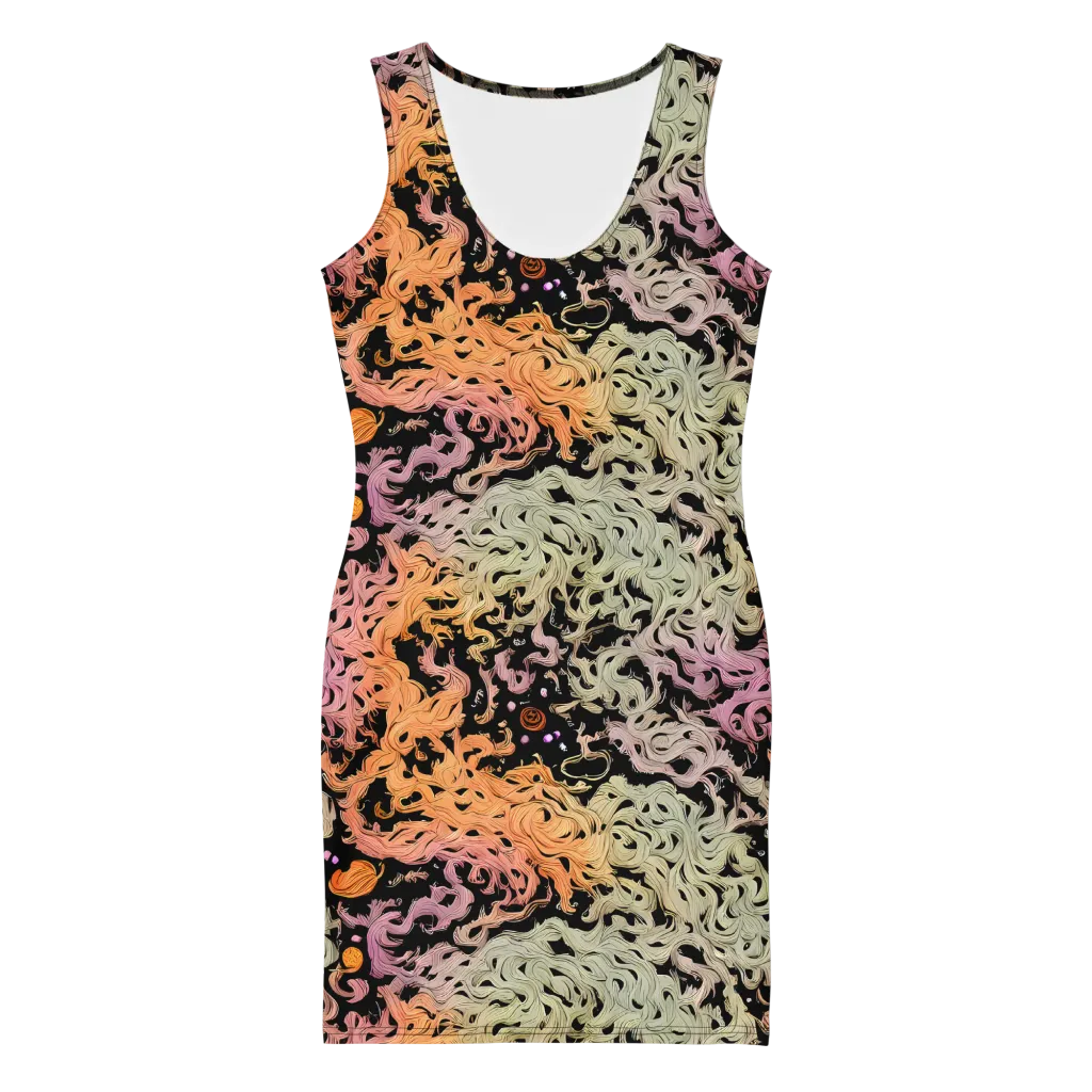 Flame Garden on Bodycon Dress — Front