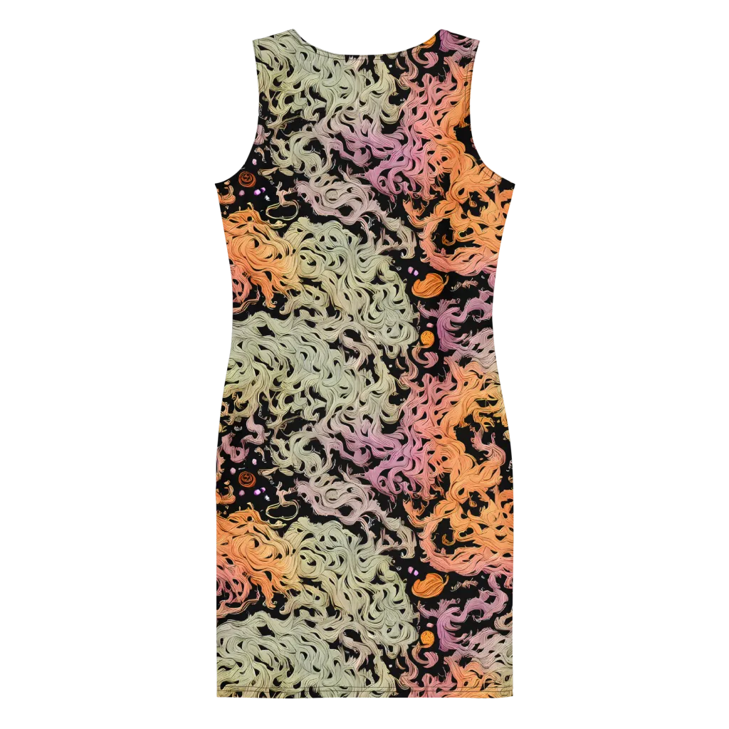 Flame Garden on Bodycon Dress — Back
