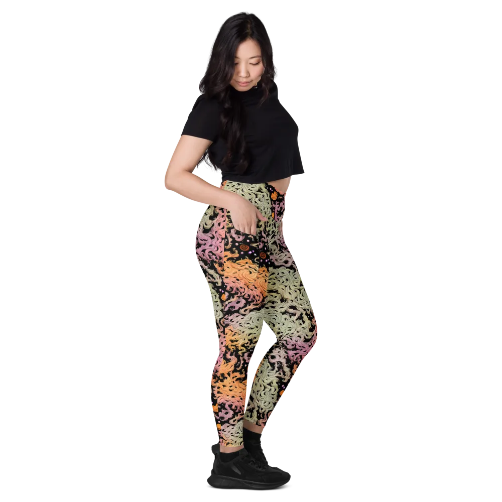 Flame Garden on Leggings with Pockets — Right