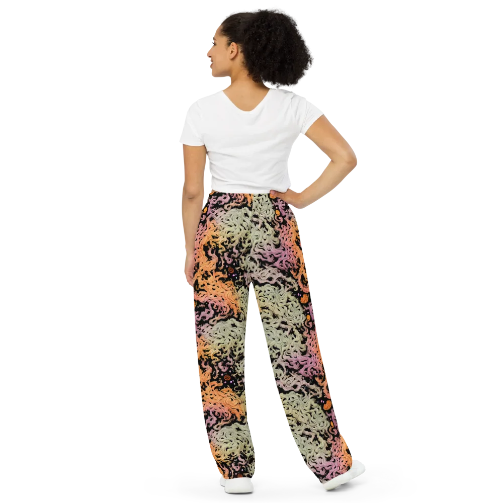 Flame Garden on Wide-Leg Pants — Back