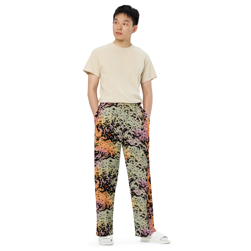 Flame Garden on Wide-Leg Pants — Front