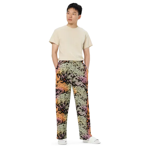 Flame Garden on a Wide-Leg Pants