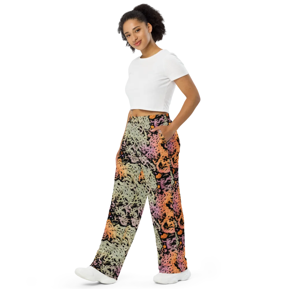 Flame Garden on Wide-Leg Pants — Left Front
