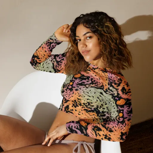 Flame Garden on a Long Sleeve Crop Top