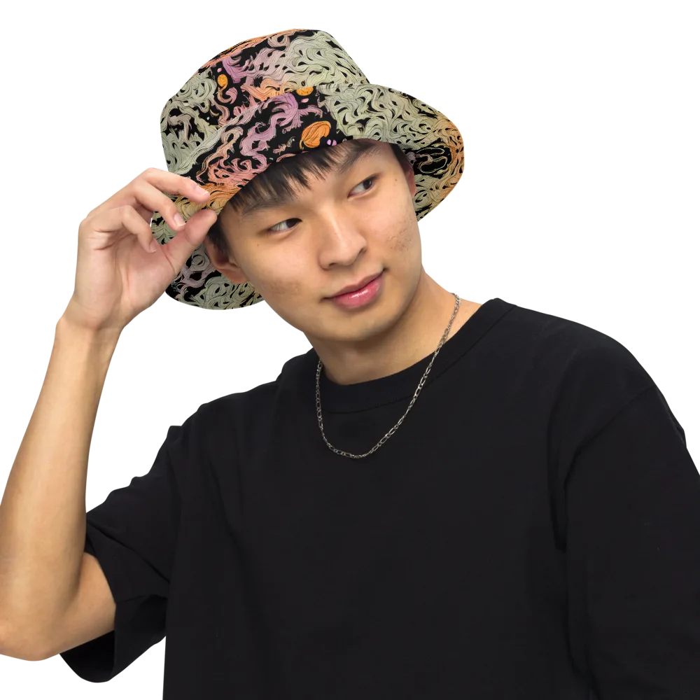 Flame Garden on Reversible Bucket Hat — Front Inside