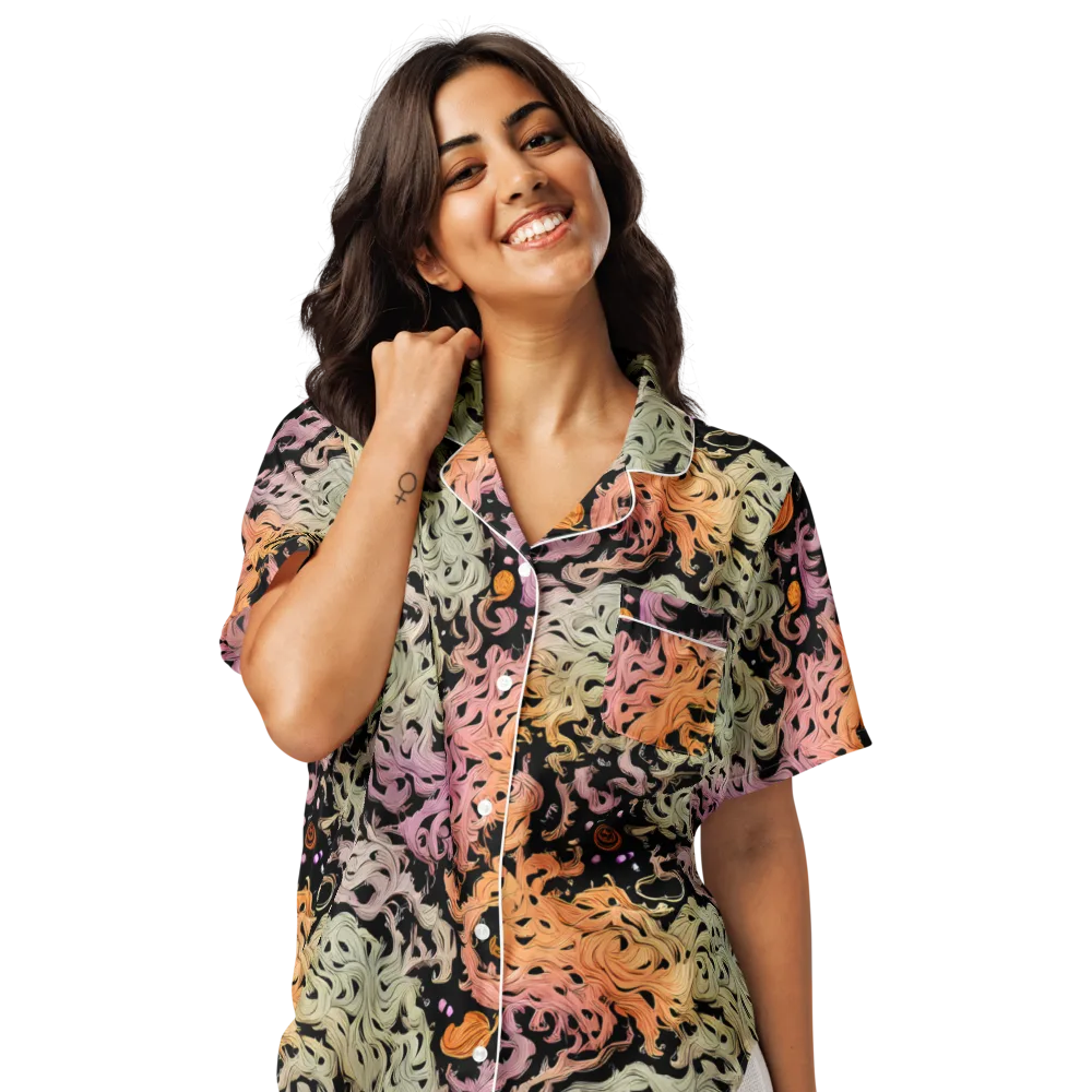 Flame Garden on Women's Short Sleeve Pajama Top — Front