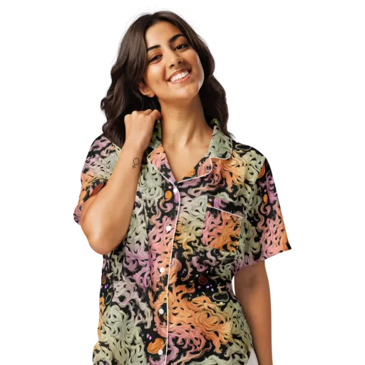 Flame Garden on a Women's Short Sleeve Pajama Top