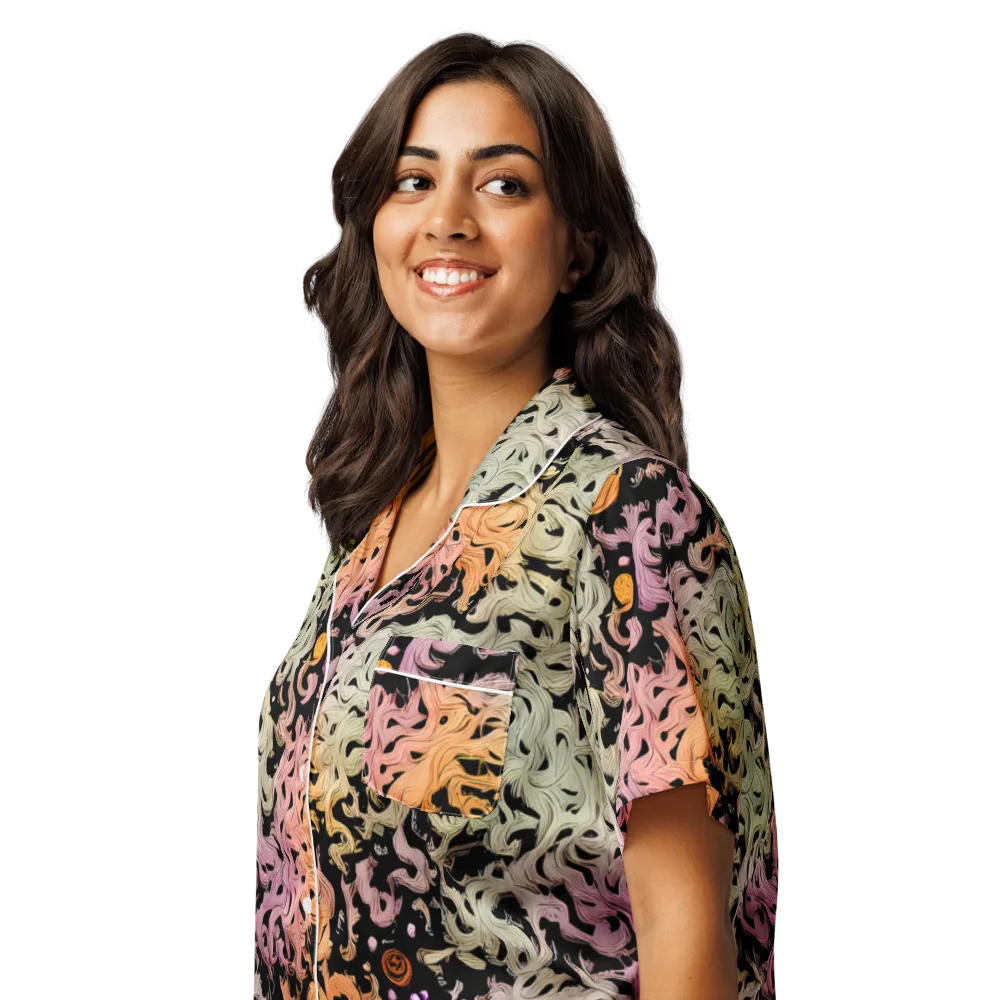 Flame Garden on Women's Short Sleeve Pajama Top — Left Front