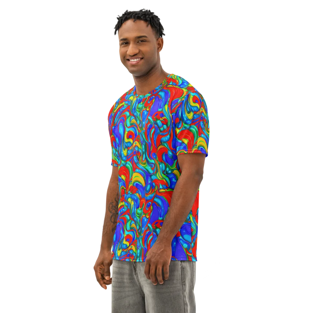 Hypercolor Flow on Men's Cotton Crew Neck T-Shirt — Left Front