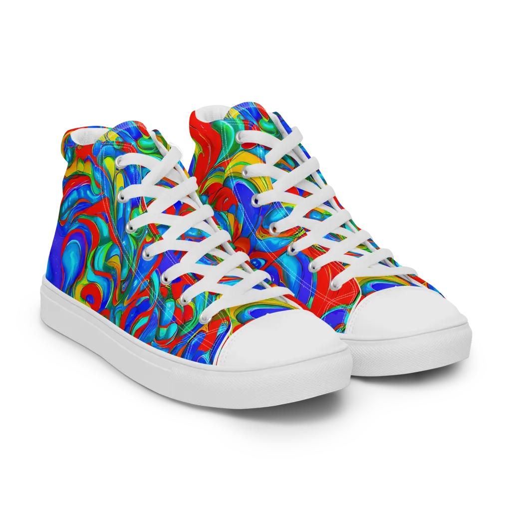 Hypercolor Flow on Men's High Top Canvas Shoes — Right Front