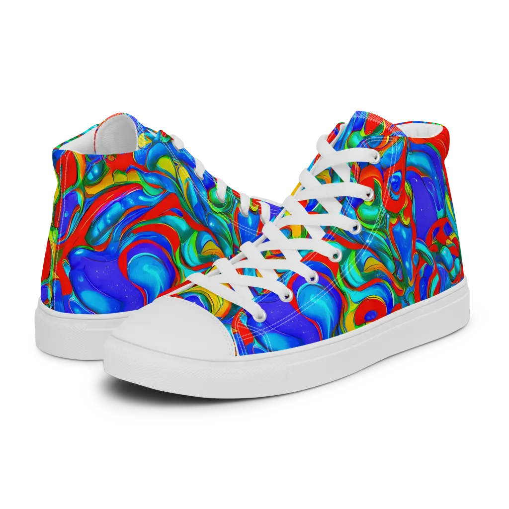 Hypercolor Flow on Men's High Top Canvas Shoes — Left