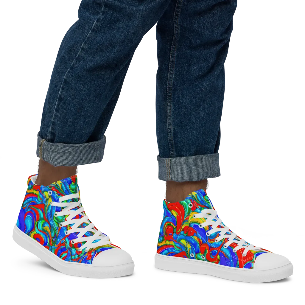 Hypercolor Flow on Men's High Top Canvas Shoes — Right