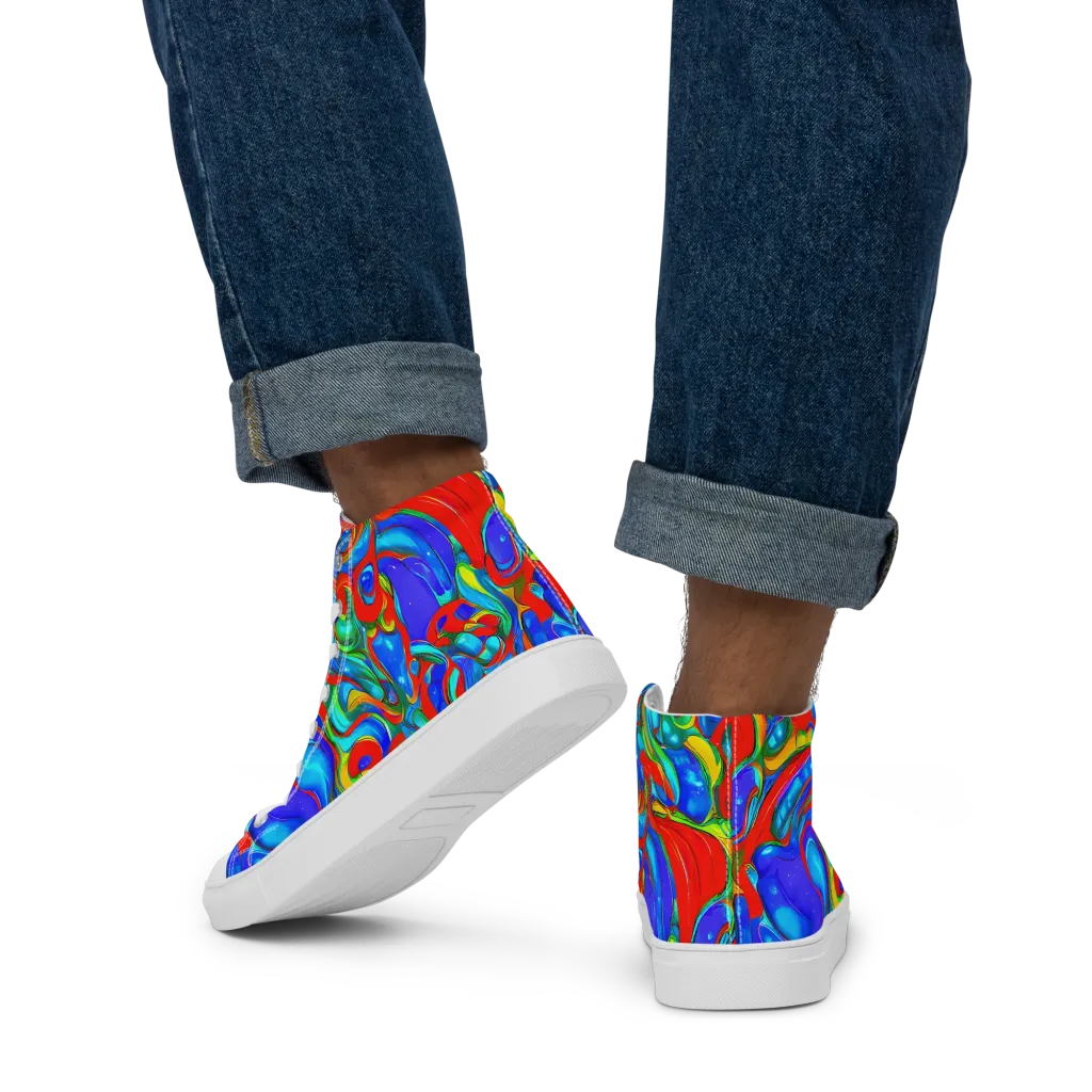 Hypercolor Flow on Men's High Top Canvas Shoes — Back