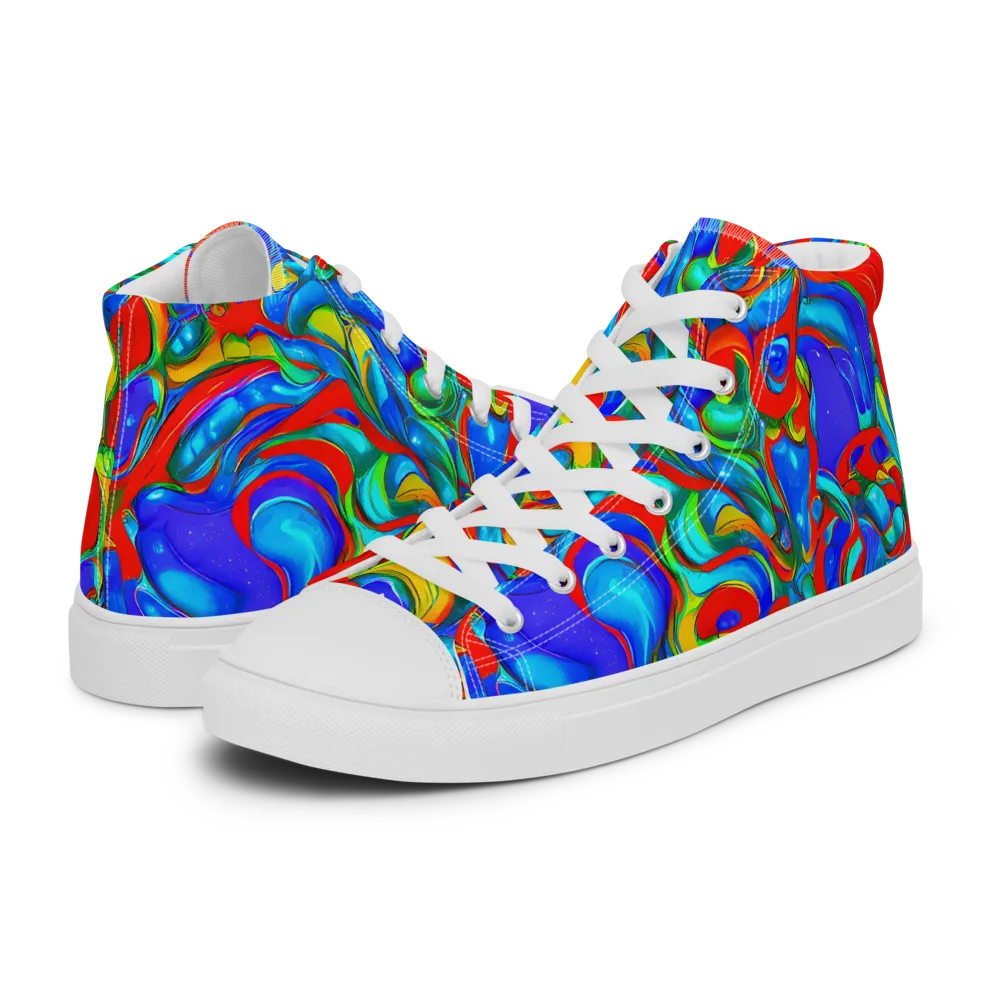 Hypercolor Flow on Women's High Top Canvas Shoes — Left