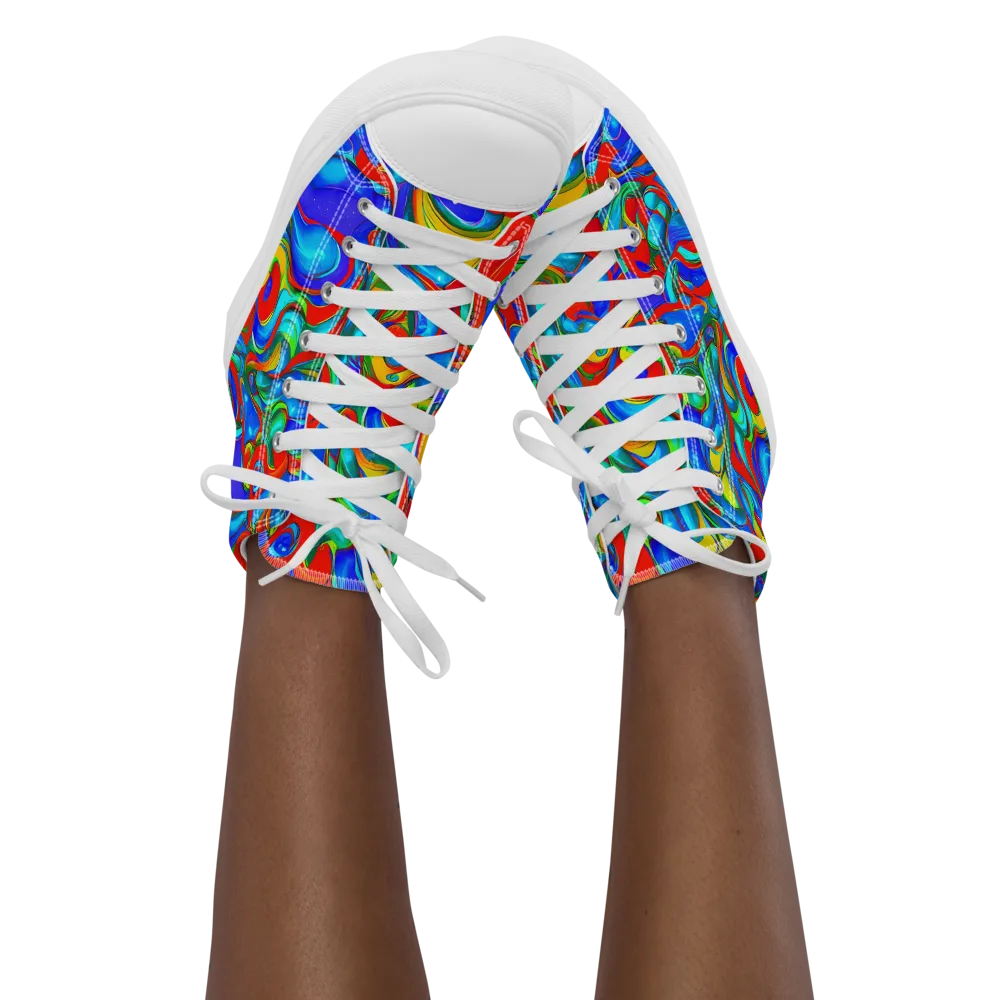 Hypercolor Flow on Women's High Top Canvas Shoes — Front