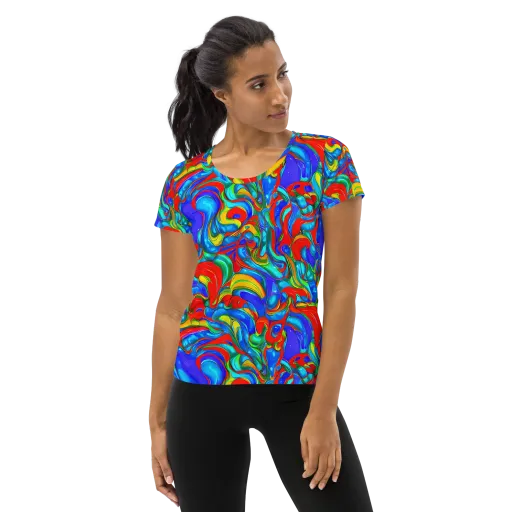 Hypercolor Flow on a Women's Athletic T-Shirt