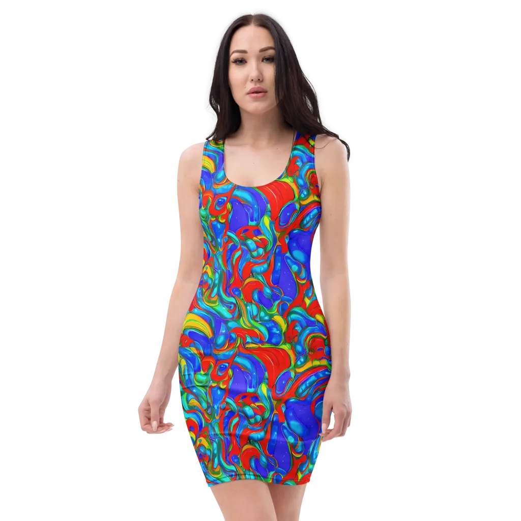 Hypercolor Flow on Bodycon Dress — Front