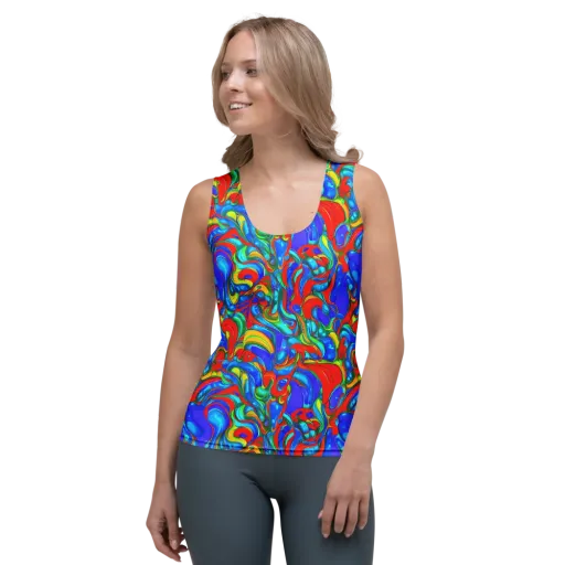 Hypercolor Flow on a Women's Tank Top