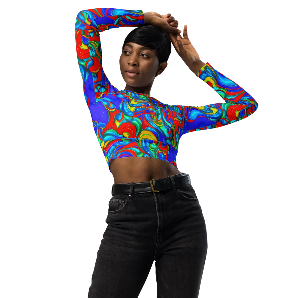 Hypercolor Flow on Long Sleeve Crop Top — Front