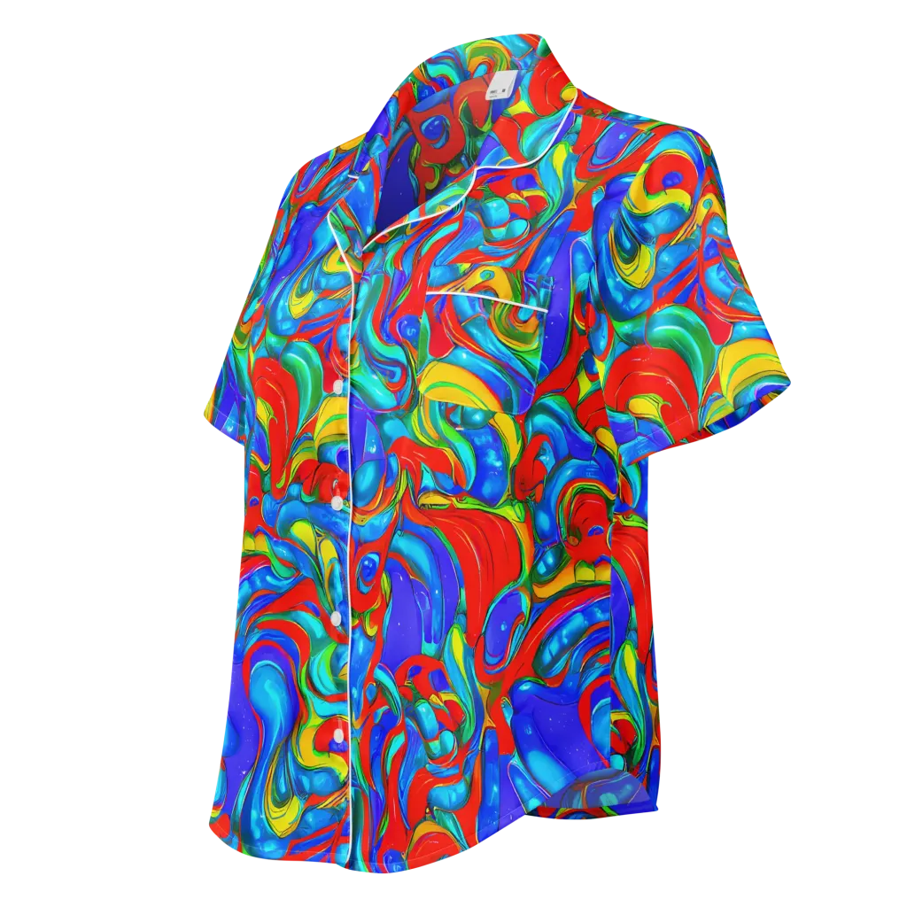 Hypercolor Flow on Women's Short Sleeve Pajama Top — Left Front